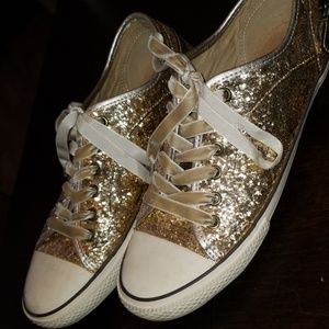 Gold glitter Converse style Aldo sneakers